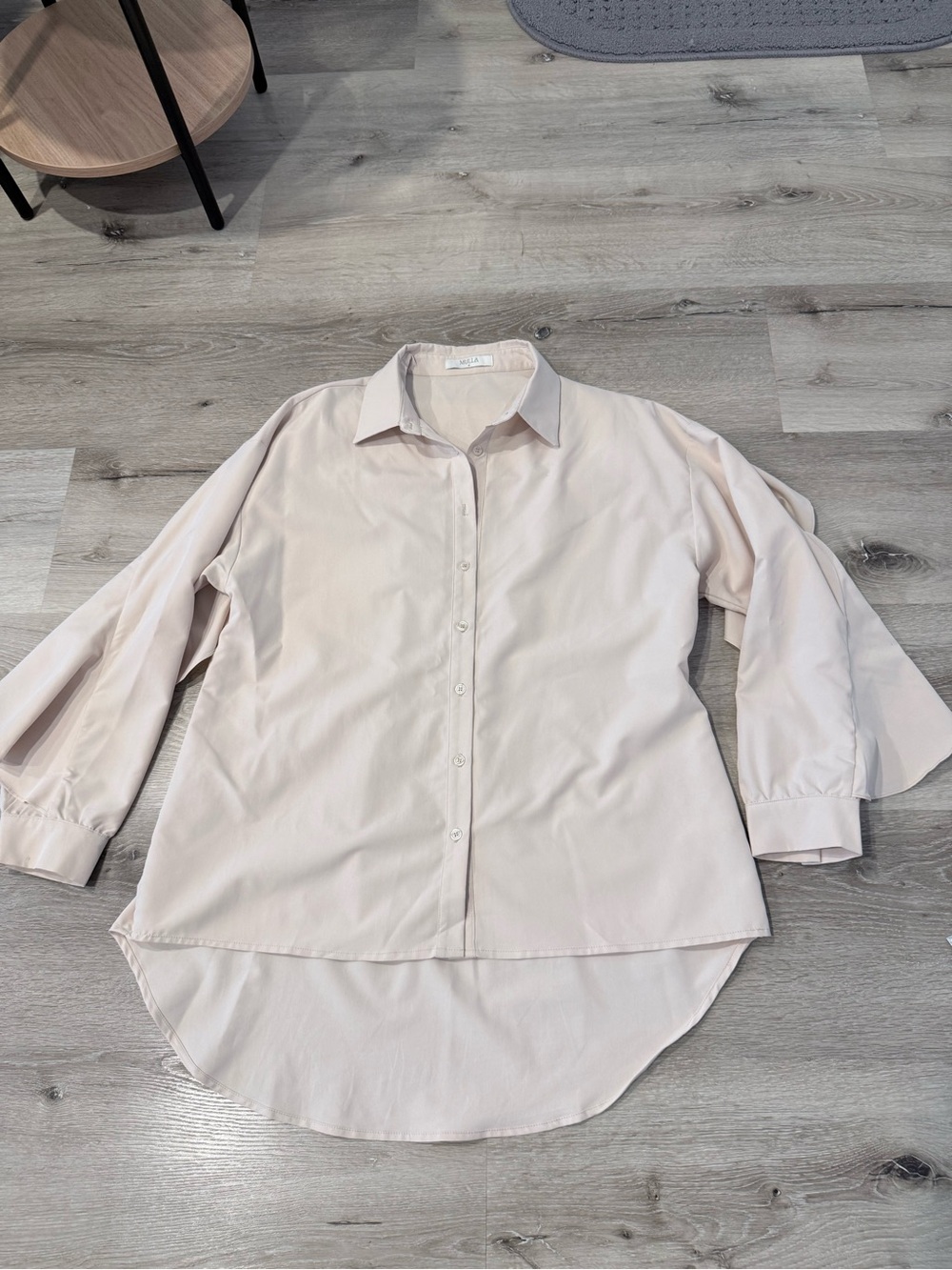 Beige Button-Front Women's Shirt